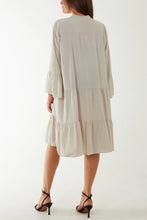 Load image into Gallery viewer, Made In Italy Tiered Long Sleeved Oversized Smock Tunic Dress
