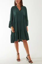 Load image into Gallery viewer, Made In Italy Tiered Long Sleeved Oversized Smock Tunic Dress
