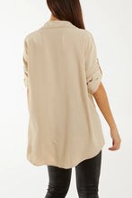 Load image into Gallery viewer, Italian Open Collar Blouse With Wooden Button Detail
