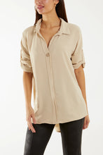 Load image into Gallery viewer, Italian Open Collar Blouse With Wooden Button Detail
