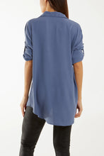 Load image into Gallery viewer, Italian Open Collar Blouse With Wooden Button Detail
