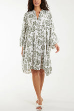 Load image into Gallery viewer, Made In Italy Oversized Rose Print Smock Tunic Tiered Dress
