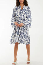 Load image into Gallery viewer, Made In Italy Oversized Rose Print Smock Tunic Tiered Dress
